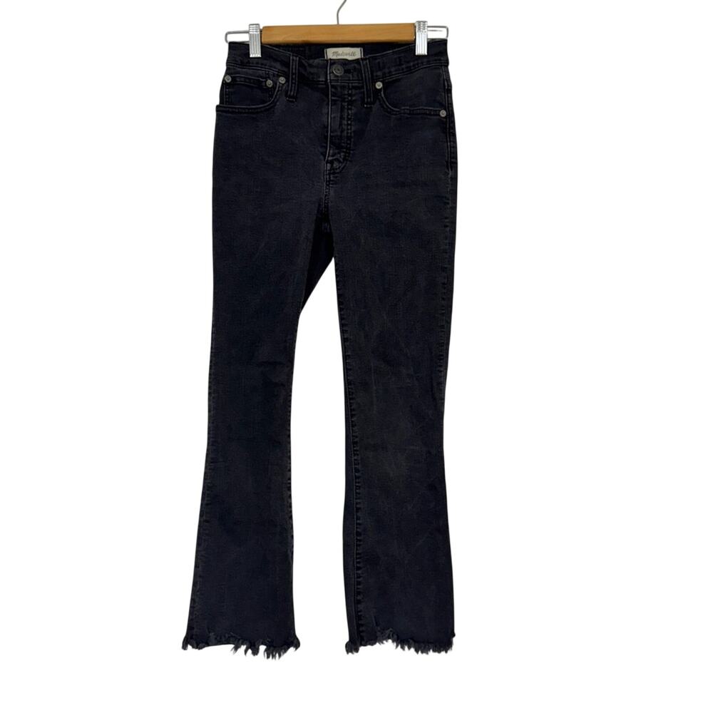 Madewell Black Cali Demi Boot Jeans Womens 25 Bootcut Denim Raw Hem Classic